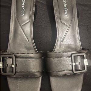 Calvin Klein Black Buckle Slides